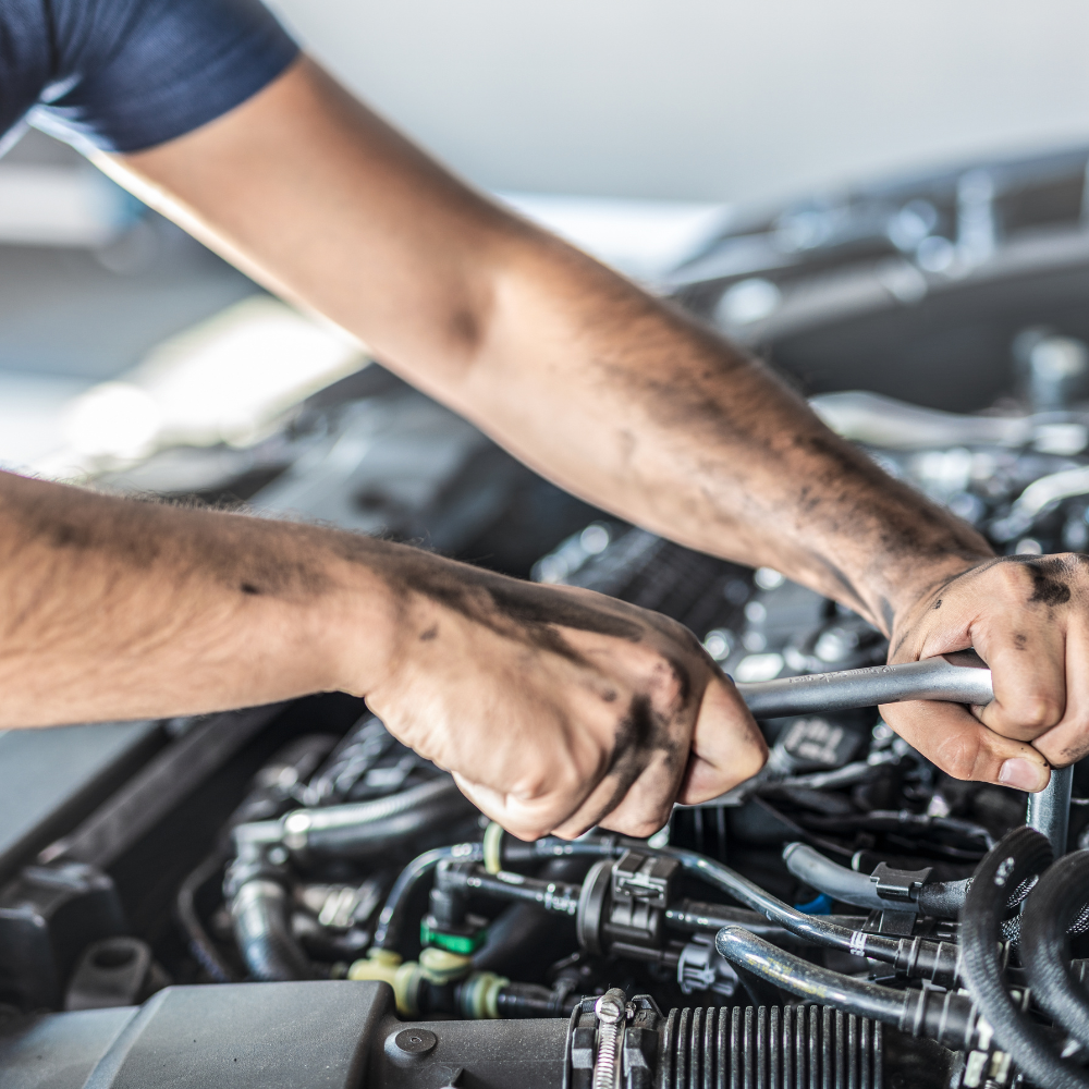 working on a car