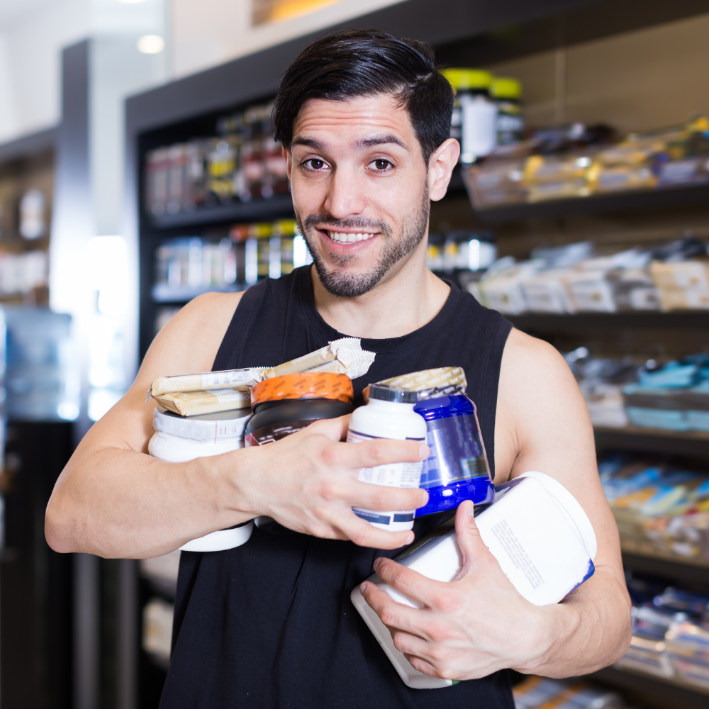 men selling protein shakes
