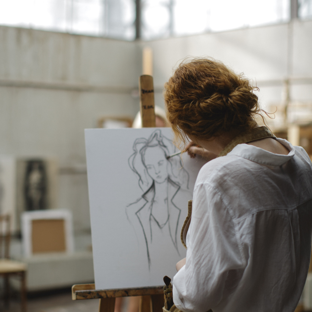 woman drawing