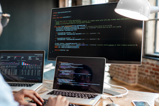 coding on screens