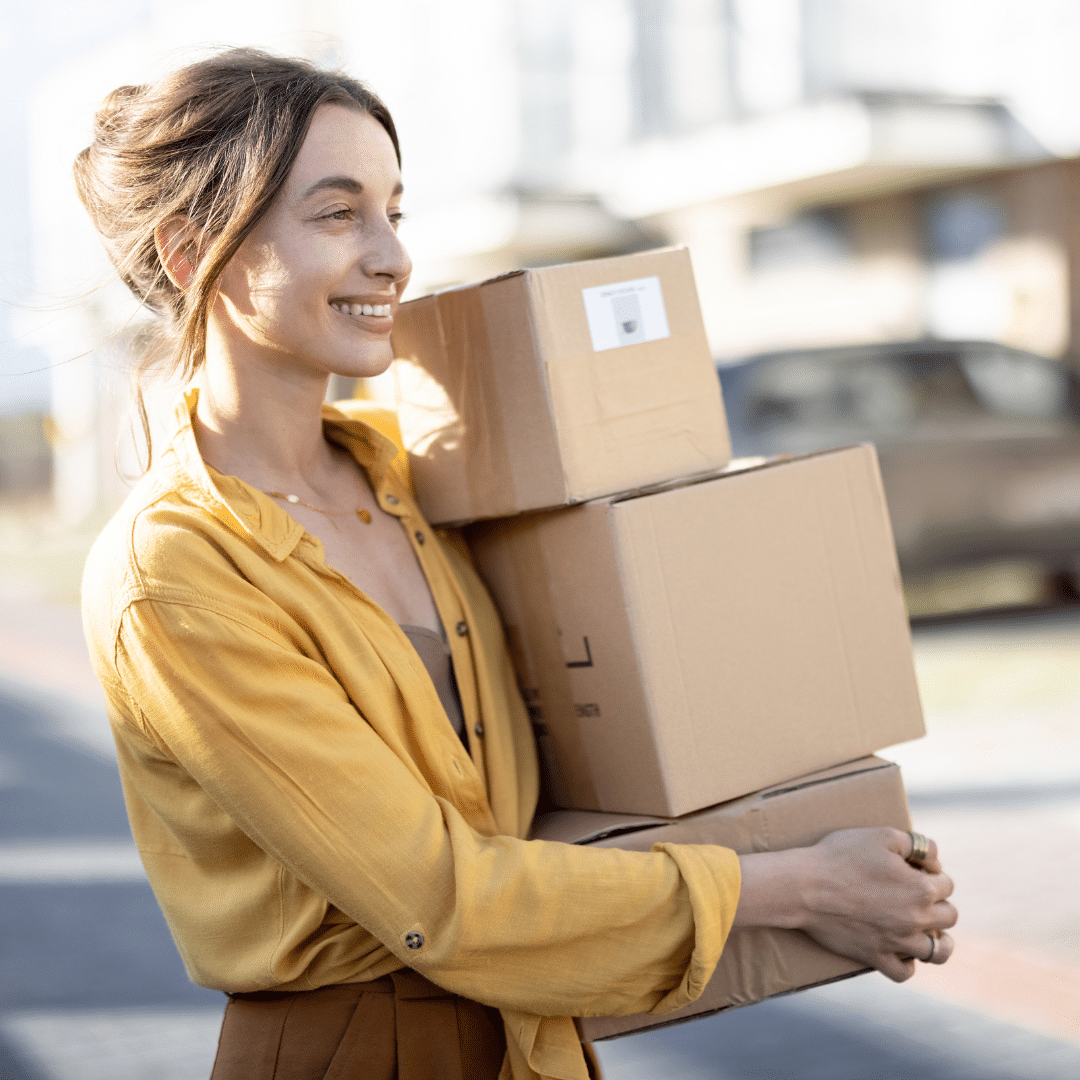 person holding package