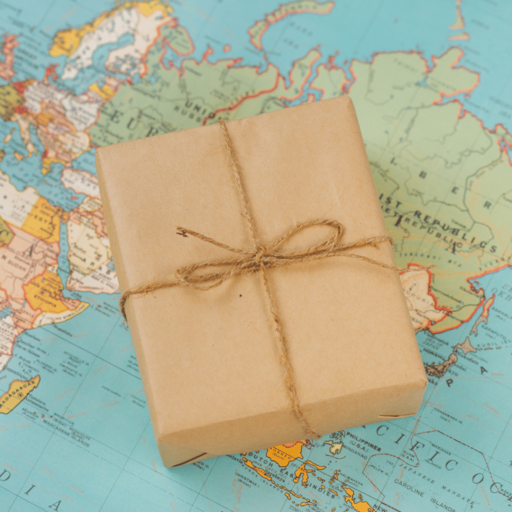 package on global map