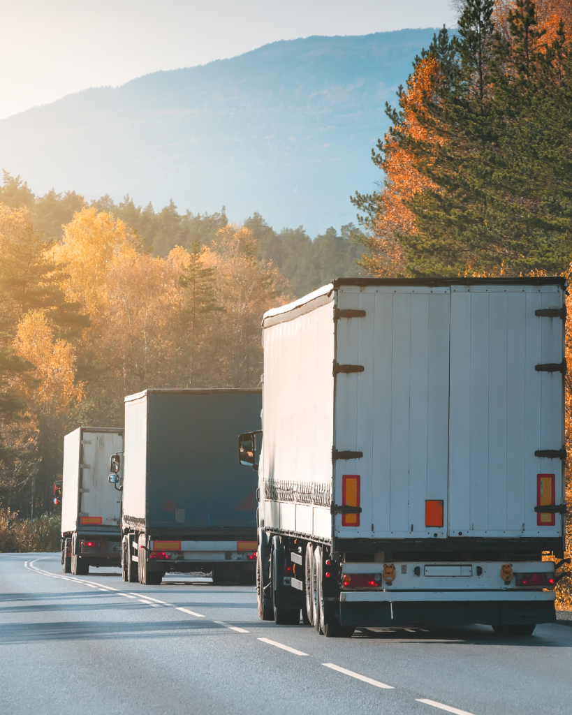 trucks on the road