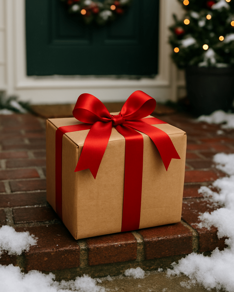 shipping box delivered at the door