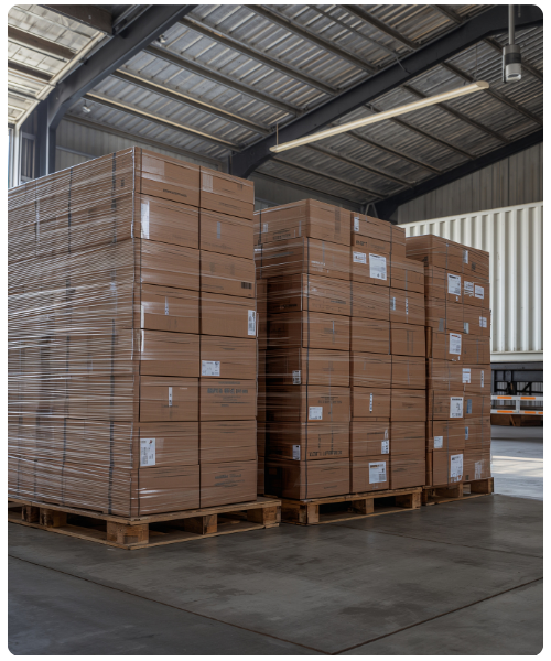 pallets of boxes